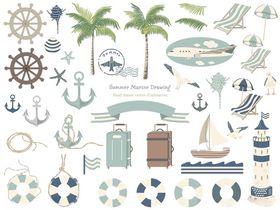 海洋主题插画元素集合