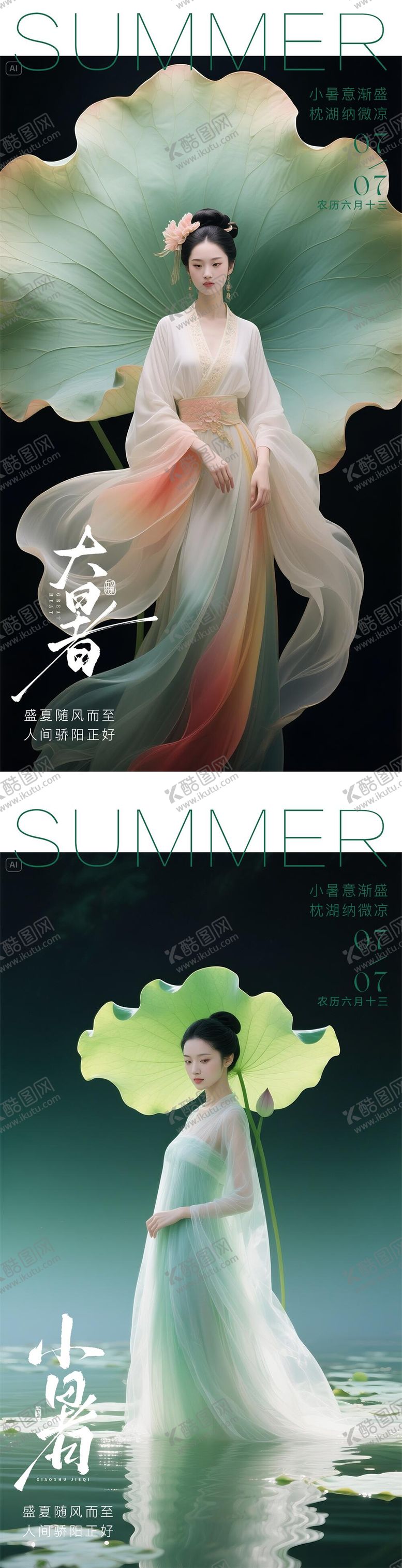 编号：21031106262309117053【酷图网】源文件下载-医美24节气大暑小暑早安晨图 