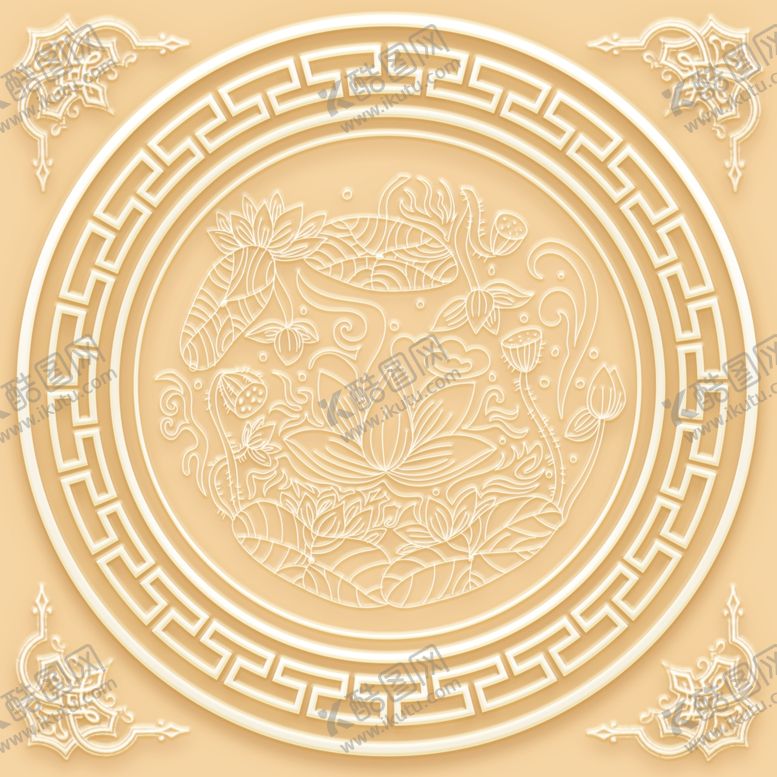编号：10982010081735491125【酷图网】源文件下载-吊顶天花玉雕圆圈图腾