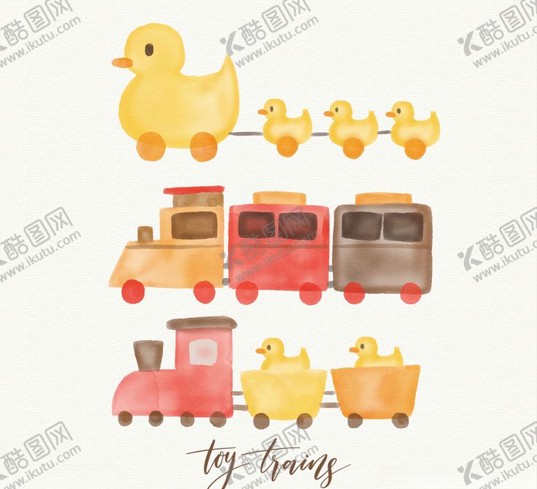 编号：45149709252313017277【酷图网】源文件下载-水彩绘玩具火车矢量