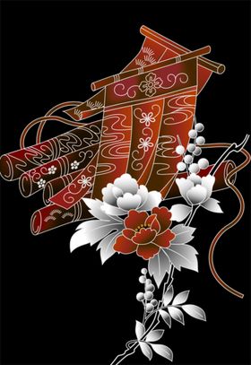 中式花纹格装饰矢量
