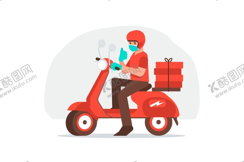 编号：46315410101258035817【酷图网】源文件下载-外卖送餐员人物矢量插画