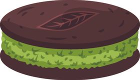 抹茶相关甜点绿色卡通矢量图