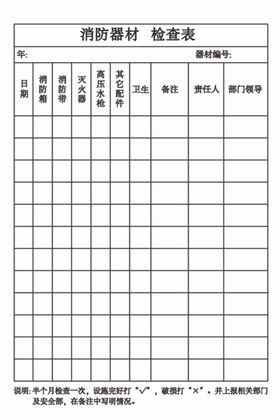 消防器材检查表