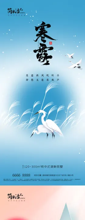 地产寒露海报大雁水滴二十四节气芦苇