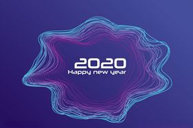 分层炫彩曲线月亮卡通素材