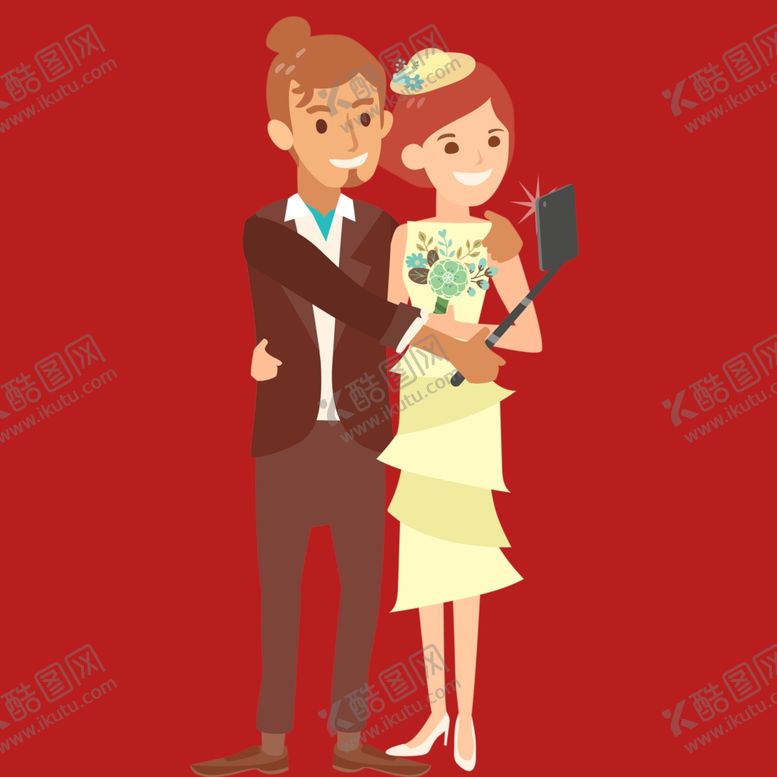 编号：24757502030042041195【酷图网】源文件下载-手绘结婚男女