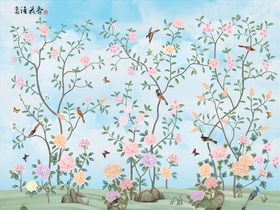 花鸟画手绘花鸟鸟语花香