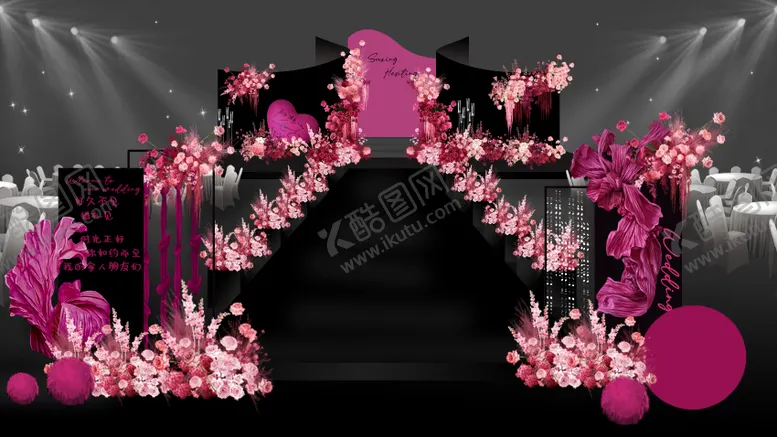 编号：66593012041728143142【酷图网】源文件下载-玫红色婚礼堆头美陈背景板