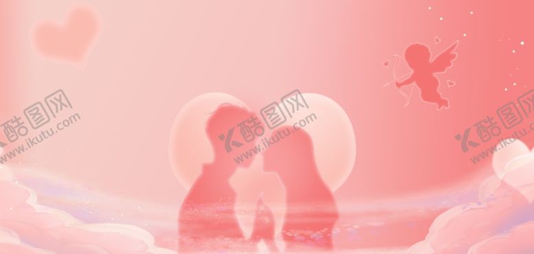 编号：80115104131220057671【酷图网】源文件下载-情人节情侣剪影粉色简约背景