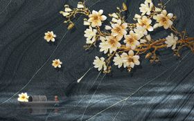 浮雕花玉兰飞鸟背景墙
