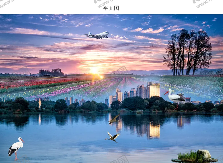 编号：32654709240547347961【酷图网】源文件下载-天空傍晚晚霞流水图片