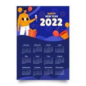 平面 2022 日历模板矢量