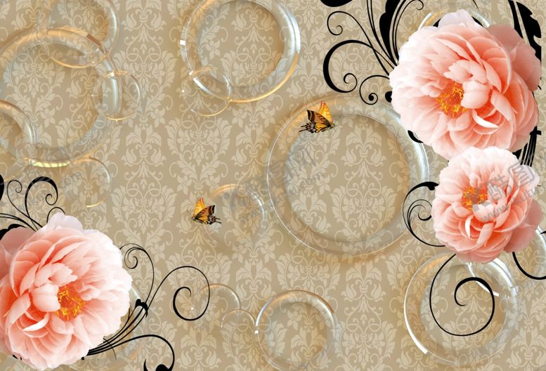 编号：78454310121424476000【酷图网】源文件下载-花卉背景墙