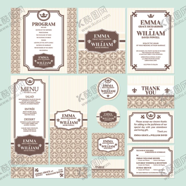 编号：77072604080136164205【酷图网】源文件下载-复古风格婚礼邀请函设计