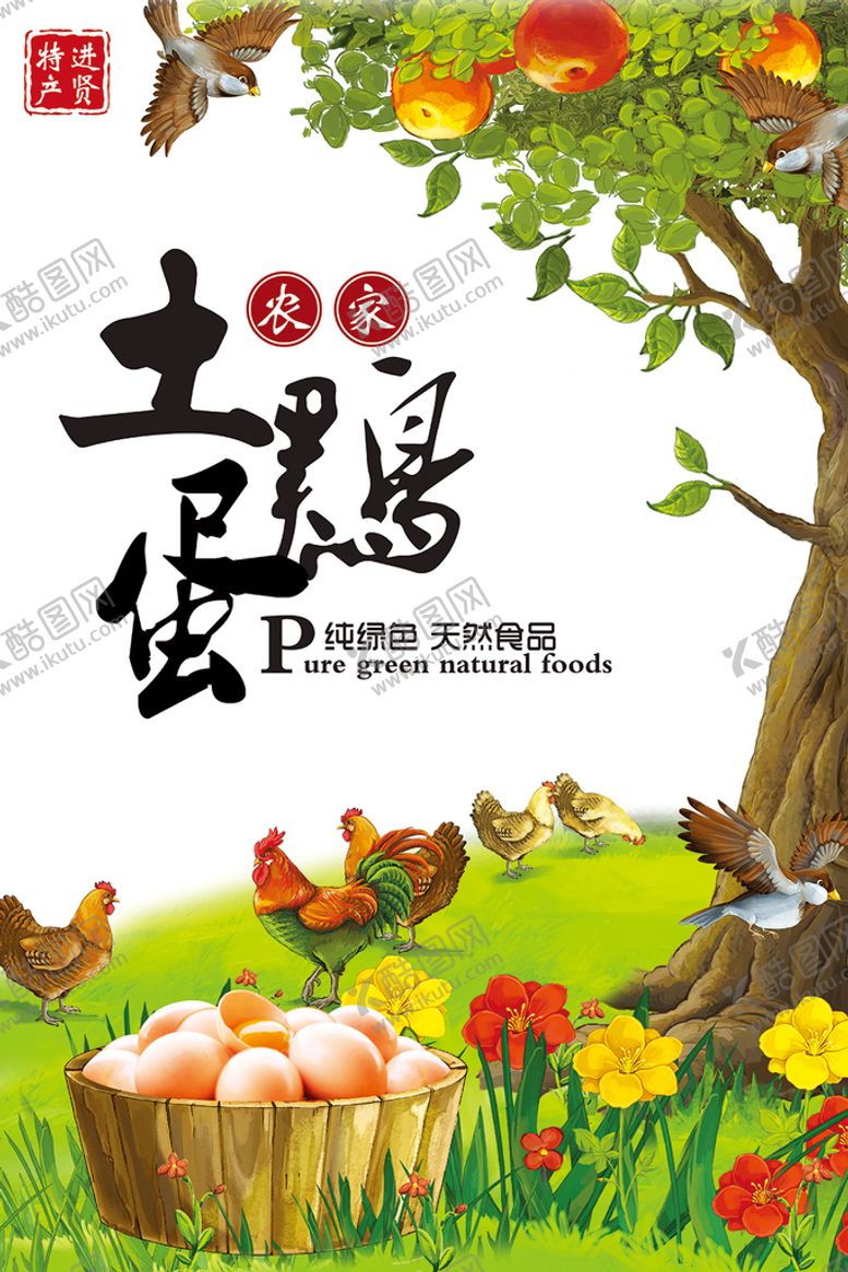 编号：63492509122219280683【酷图网】源文件下载-土鸡蛋海报乌鸡母鸡