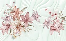 百合花蝴蝶框框背景墙