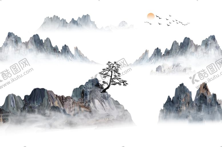 编号：18480510260813328316【酷图网】源文件下载-水墨山水画