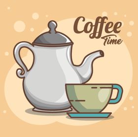 复古下午茶点心咖啡插画
