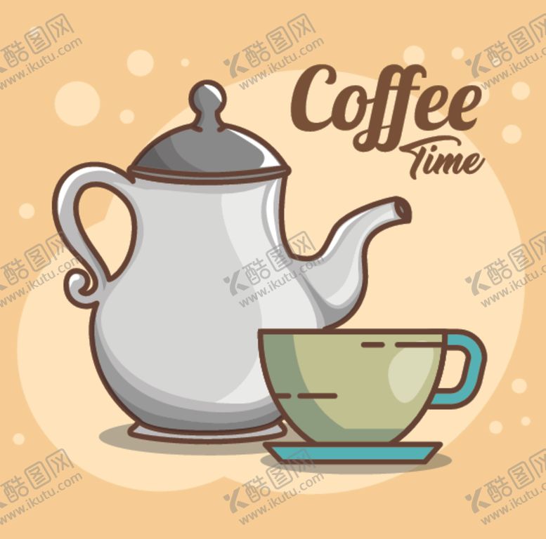 编号：51354609300801411781【酷图网】源文件下载-复古下午茶点心咖啡插画