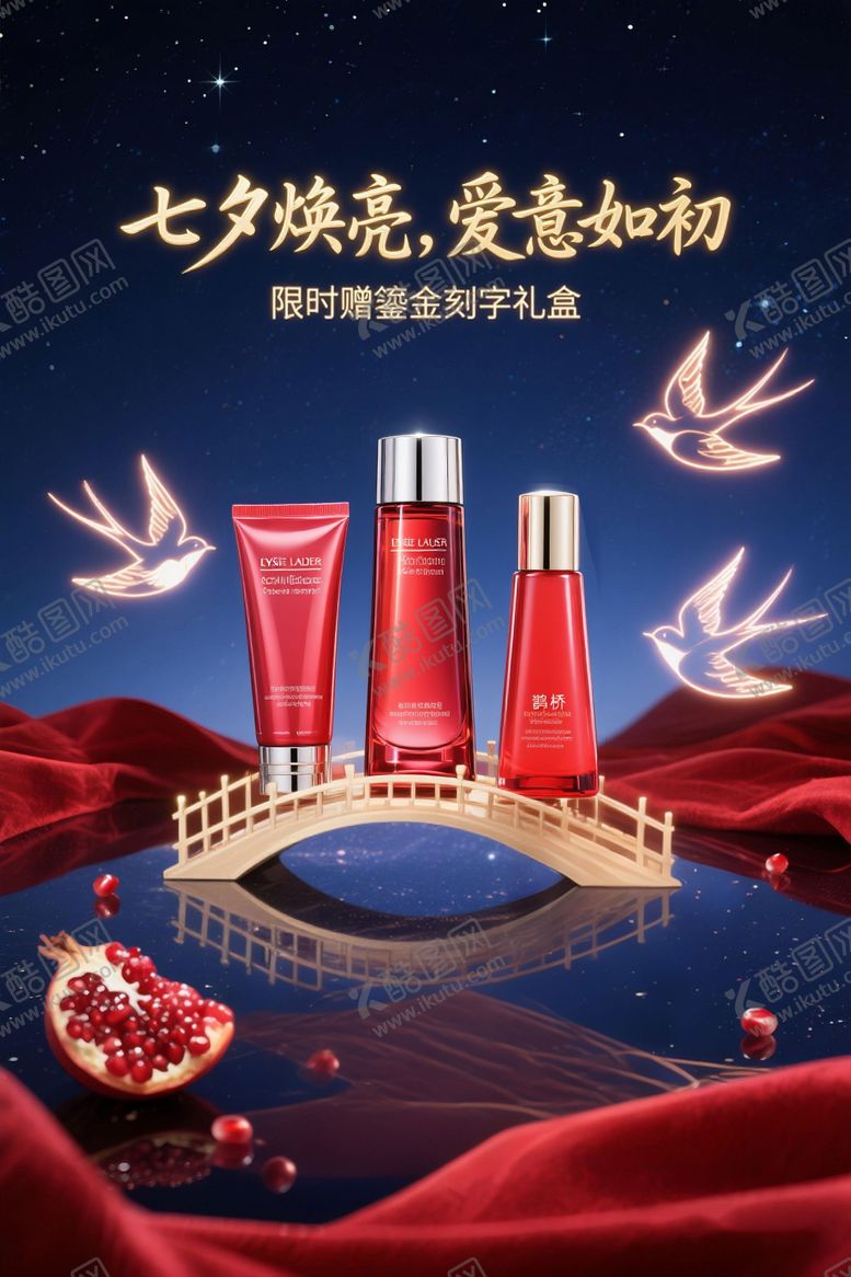 编号：75516809150523056224【酷图网】源文件下载-七夕护肤品海报