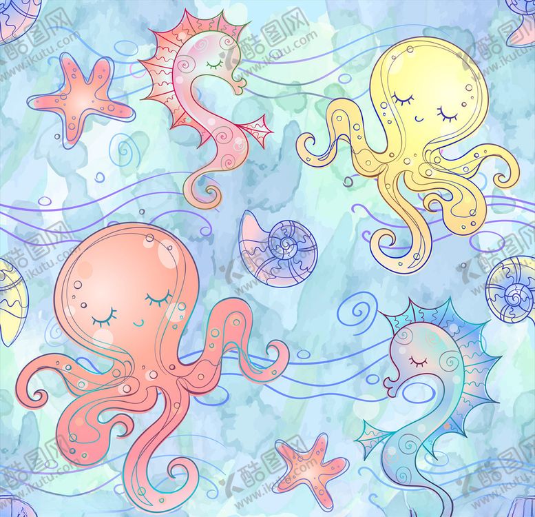 编号：59505809282051594934【酷图网】源文件下载-卡通海洋生物