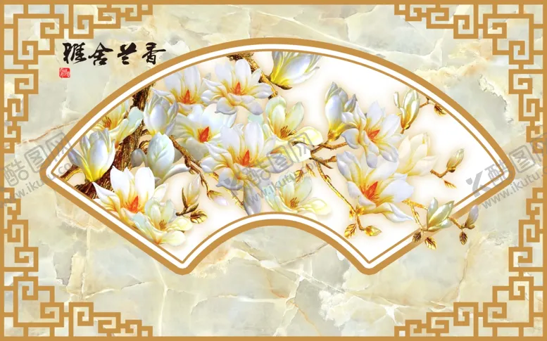 编号：37883406261834452224【酷图网】源文件下载-浮雕花玉兰背景墙