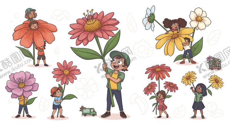 编号：18965204020458306546【酷图网】源文件下载-花卉人物插画