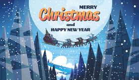 冬季圣诞节城市风景插画