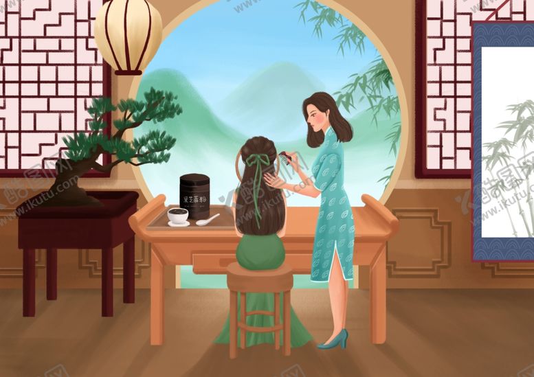编号：46151002051449585328【酷图网】源文件下载-旗袍女子