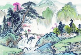 山水画峰大国工笔