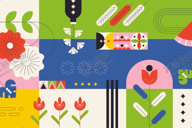 编号：99310010060353357826【酷图网】源文件下载-多彩几何抽象艺术图案