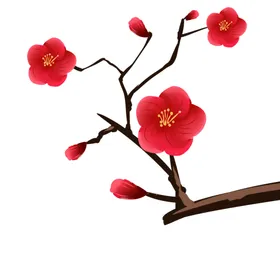 梅花素材中国风腊元水墨画剪影