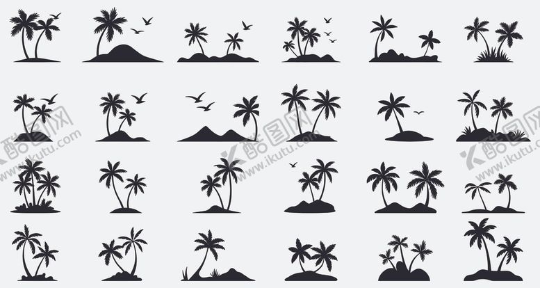 编号：11444904242349565351【酷图网】源文件下载-椰树剪影素材