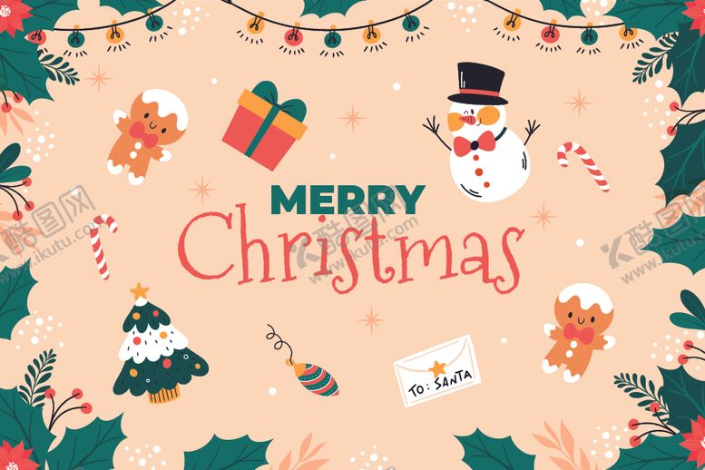 编号：22284311251503212463【酷图网】源文件下载-圣诞节日装饰插画