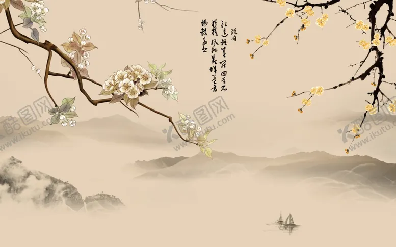 编号：50090105061045217892【酷图网】源文件下载-工笔花鸟背景墙装饰画