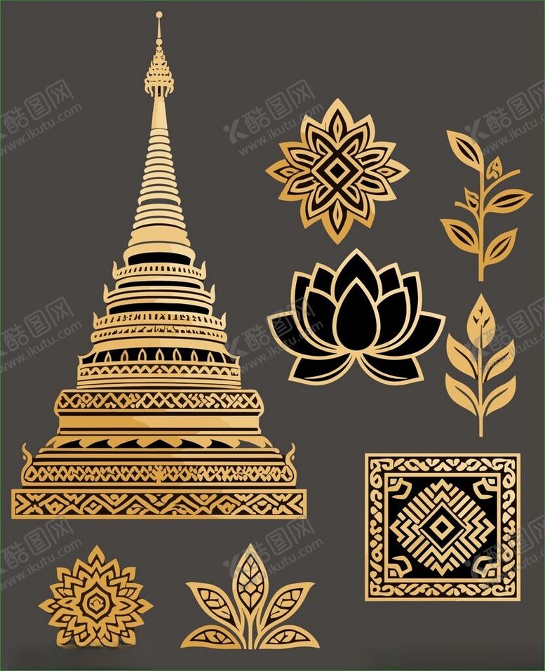 编号：36120004142155376315【酷图网】源文件下载-泰国传统建筑与装饰元素