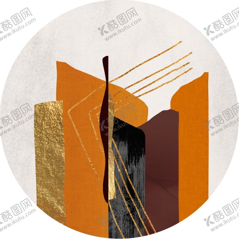 编号：71531612041637495604【酷图网】源文件下载-水彩色块圆形挂画装饰画