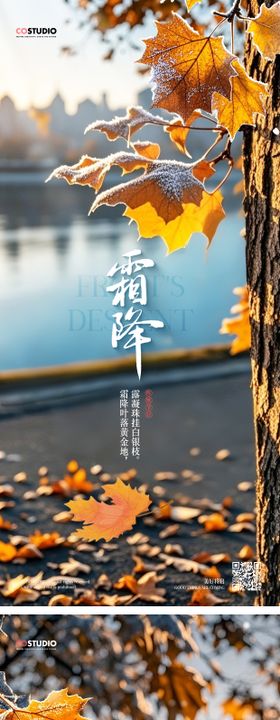 地产霜降江景节气系列海报