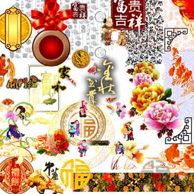 金牡丹福字背景墙
