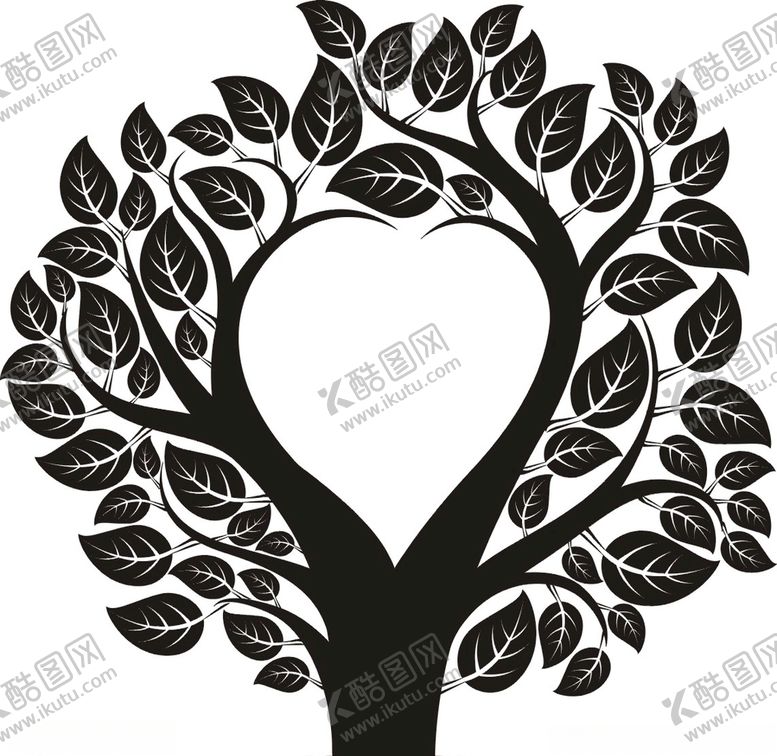 编号：94783610030944573972【酷图网】源文件下载-矢量心形卡通树叶