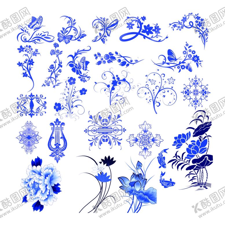 编号：40829310271910265406【酷图网】源文件下载-青花瓷花纹