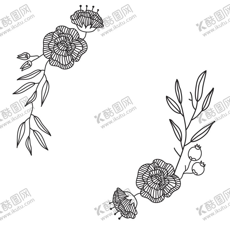 编号：88929709142158518159【酷图网】源文件下载-黑白手绘植物