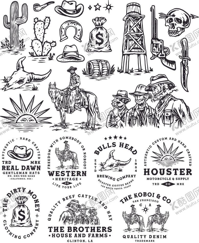 编号：18186009262313371928【酷图网】源文件下载-西部牛仔图案