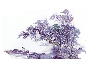 中国风山水水墨画插画背景素材