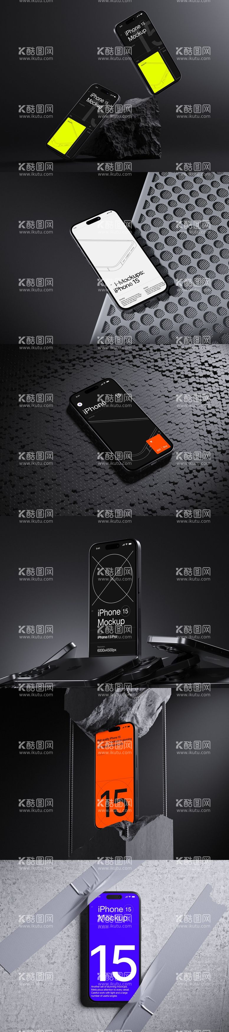 编号：30358812020649253900【酷图网】源文件下载-6款iPhone15Pro样机