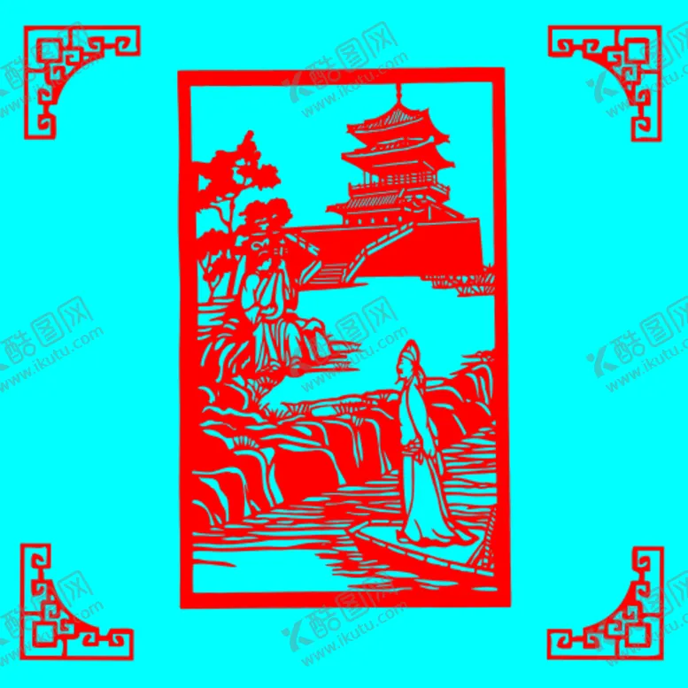 编号：79516410181838531173【酷图网】源文件下载-人与塔剪纸
