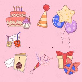 生日装饰品相关元素素材素材