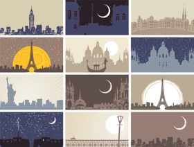 世界著名建筑夜景拼图