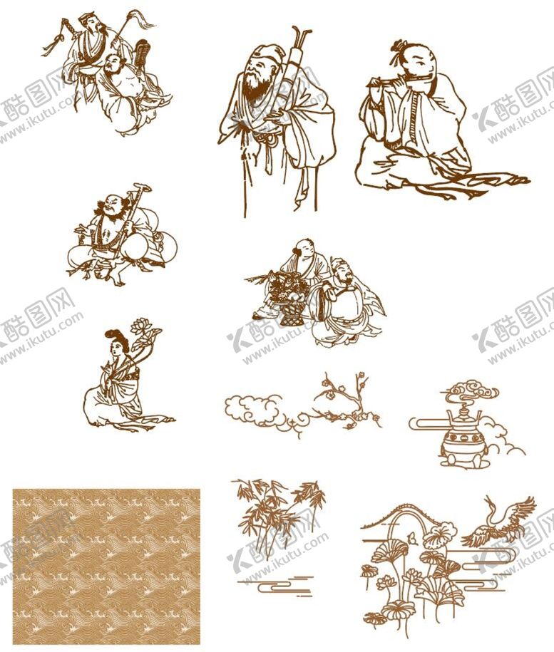 编号：10468209150647244980【酷图网】源文件下载-八仙过海 水浪 荷花水浪梅